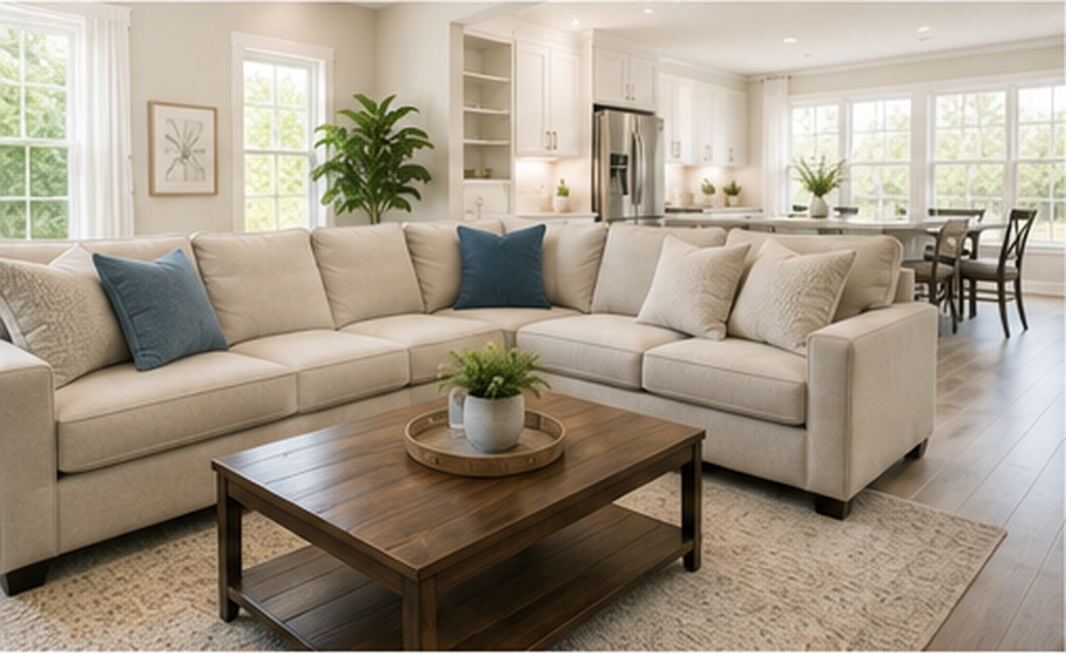 Clean living room for recurring home cleaning service